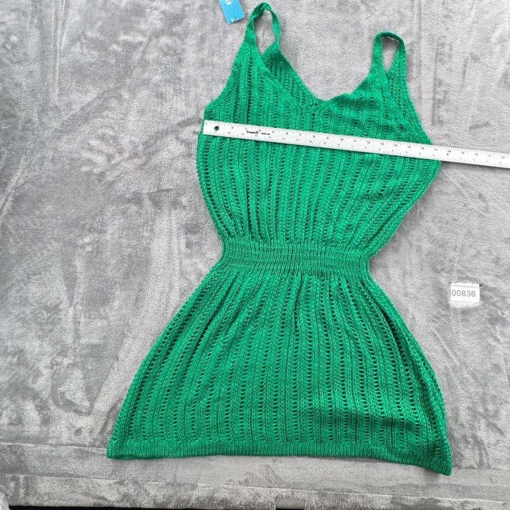 NWT Cupshe Crochet Cover Up Dress Womens L Green V-Neck Sleeveless CAA07B3C025RR